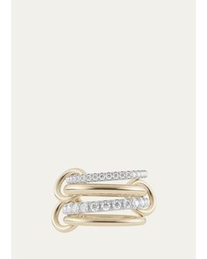 Spinelli Kilcollin 18K Mixed- Halley 4-Link Ring With Pave Diamonds - Natural