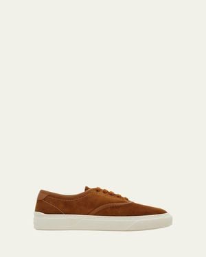 Ferragamo Sunset Suede Low-Top Sneakers - Brown