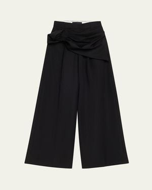 Simone Rocha Gathered Drape Wide-Leg Pants - Black