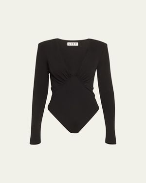 LIVY Archer Deep V-Neck Empire Bodysuit - Black