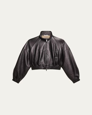 Helmut Lang Leather Bomber Jacket - Black