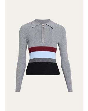 Toccin Faye Colorblock Half-Zip Polo Sweater - Multicolor