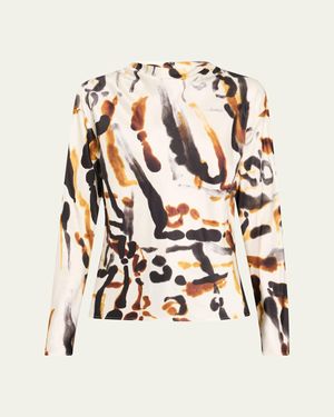 A.L.C. Georgia Printed Long-Sleeve Top - White