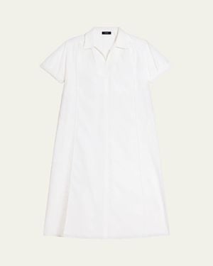 Theory Short-Sleeve Poplin Popover Maxi Dress - White
