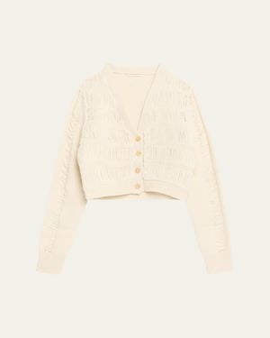 DIOTIMA Apres Ladder Knit V-Neck Crop Cardigan - Natural