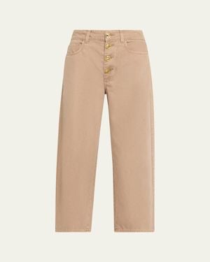 L'Agence Liora High-Rise Wide Cropped Jeans - Natural