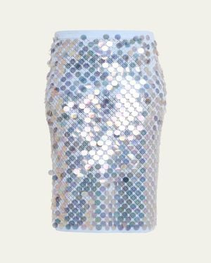Zankov Sequined Wool-Cashmere Pointelle Knit Midi Skirt - Blue