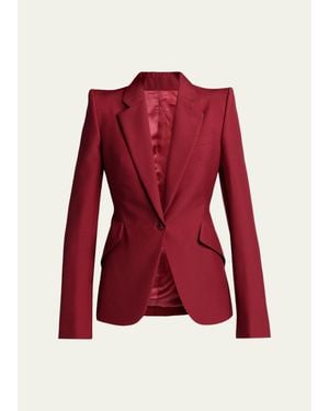 McQueen Certified Wool Mohair Single-Breasted Jacket - Red