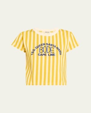 Bode Medalist Stripe Embroidered Tee - Metallic