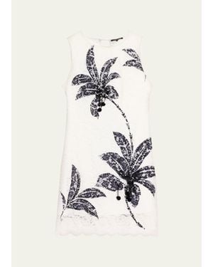 Kobi Halperin Maren Sleeveless Palm Leaf-Print Lace Dress - White