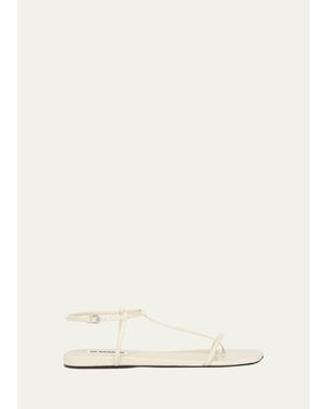 Jil Sander Leather T-Strap Sandals - Natural