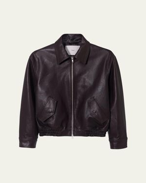 DUNST Blouson Lambskin Leather Jacket - Blue
