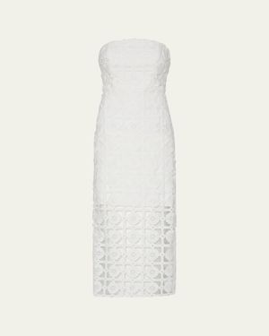 MILLY Norelle Strapless Mixed Laces Pleated Maxi Dress in White | Lyst MILLY Norelle Strapless Mixed Laces Pleated Maxi Dress in White | Lyst