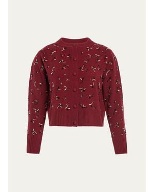 Altuzarra Vaughn Beaded Wool Crewneck Sweater - Red