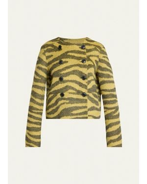 Proenza Schouler Courtney Zebra Wool-Cashmere Jacket - Yellow
