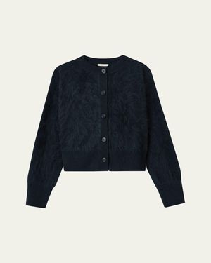 Lafayette 148 New York Button-Down Brushed Cashmere Cardigan - Blue