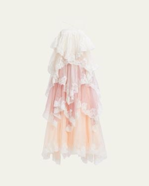 Aje. Ophelia Tiered Lace Gown - Pink