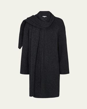 Vince Draped Scarf Car Coat - Blue