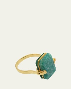 Aliita Deco Sandwich Ring With Amazonite And Agate - Green