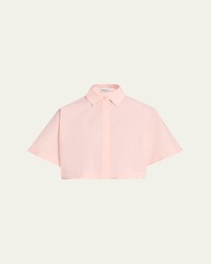 Jonathan Simkhai Blair Cropped Short-Sleeve Shirt - Pink