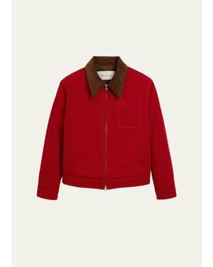 Ami Paris Corduroy-Collar Cotton Jacket - Red