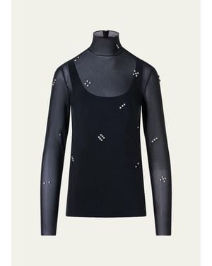 Akris Punto Diamond Dice Dot Top - Blue