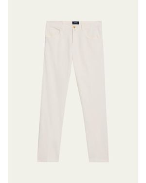 Cesare Attolini Cotton Bull Slim Straight-Leg Five-Pocket Pants - White