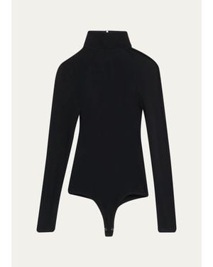 Michael Kors Turtleneck Stretch Viscose Bodysuit - Blue