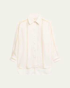 DIOTIMA Bridgetown Lattice-Embellished Silk Button-Down Shirt - Natural