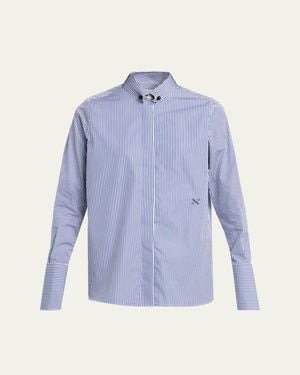 Nackiyé Saville Striped Cotton Shirt - Blue