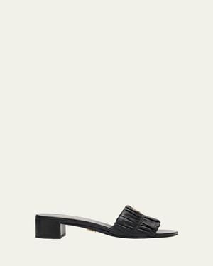 Prada 35Mm Matelasse Nappa Leather Block-Heel Sandals - White