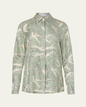 Altuzarra Chika Printed Silk Top - Green