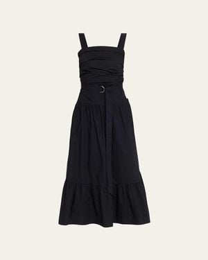 Proenza Schouler Miranda Belted A-Line Maxi Dress - Blue