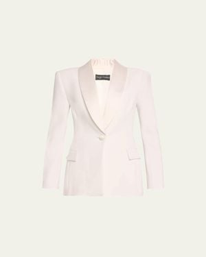 Sergio Hudson Satin Shawl Lapel One-Button Blazer - Natural
