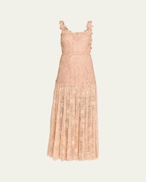 Kobi Halperin Ana Sleeveless Square-Neck Lace Maxi Dress - Natural
