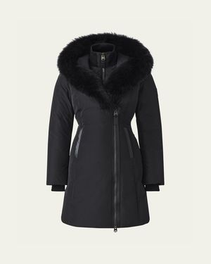 Mackage Kay Layered Parka Coat W/ Shearling Trim - Black