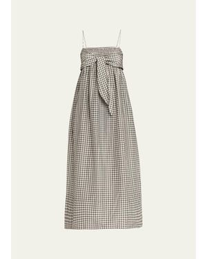 Vince Tie-Front Gingham Midi Dress - White