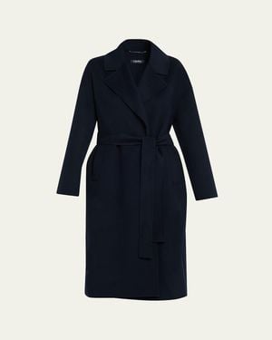 Max Mara Hobby Long Wool Wrap Coat - Blue