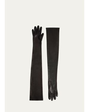 KHAITE Remo Leather Extra Long Gloves - Black