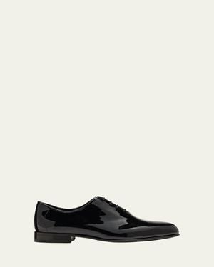 Brioni Patent Lace-Up Oxford Loafers - Black