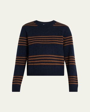 Kule Skn Striped Pointelle Cashmere Sweater - Blue