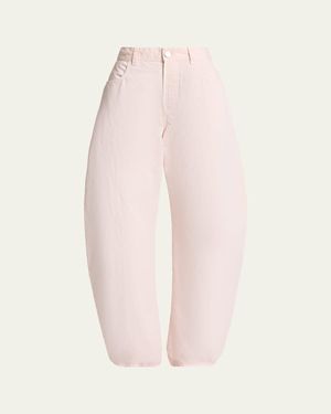 Alaïa Tinted Denim Barrel-Leg Pants - Pink