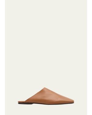 Loro Piana Alba Lambskin Flat Mules - Brown