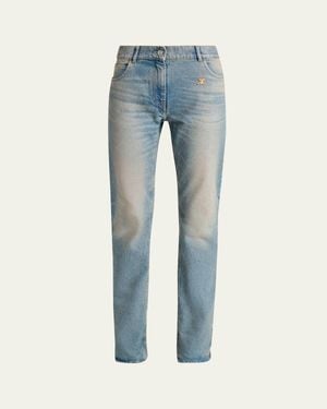 Courreges Mid-Rise Slim-Leg Jeans - Blue