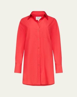 Twp Big Joe Cotton Button-Front Shirtdress - Red