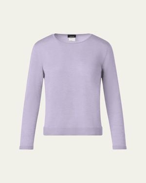 Akris Cashmere-Silk Fine Gauge Knit Sweater - Purple