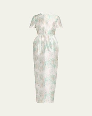 BERNADETTE Lexi Floral Satin Empire-Waist Column Maxi Dress - White