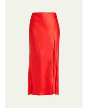 Jason Wu Satin Twill Bias Midi Skirt - Red