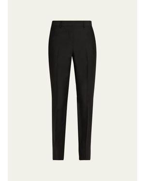 Brioni Theta Silk-Wool Slim-Leg Ankle Pants - Black