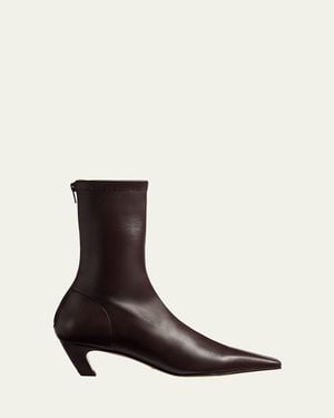 KHAITE Arizona Leather Ankle Boots - Black
